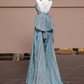 Gray-blue halter-neck fitted long ball gown/bridal dress R8333