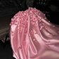 Black halter-neck fitted dress paired with a pink long ball gown with a train, bridal gown R8791
