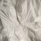 White halter-neck fitted long ball gown R6794