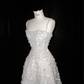 White suspender sequined waist A-line sexy long skirt, prom dress R5644
