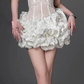 White sequined suspenders fish bone waist puffy three-dimensional flower skirt short skirt homecoming dress R4860