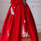 Red Tube Top Fitted-Waist Slim-Fit A-Line Hem Long Prom Dress / Bridal Gown R5914