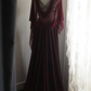 Deep red halter V-neck sexy fitted long ball gown R6715