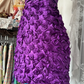 Purple asymmetrical neckline, fitted waist, bodycon mini skirt, prom dress R6354