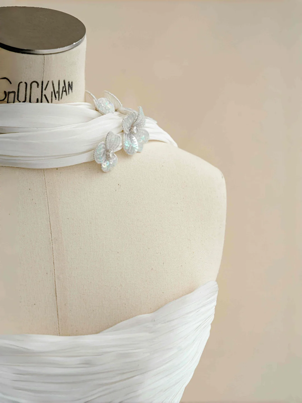 White tube top pleated waist slim hip elegant long skirt, prom dress R5680