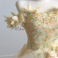 Light yellow off-the-shoulder fitted waist ball gown with a full skirt R8219