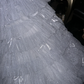 White strapless fitted waist tulle dress, princess-style long ball gown R6914
