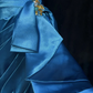 Blue suspenders waist design pleated slim hip-hugging mid-length skirt homecoming dress R4942