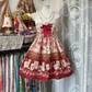 Red floral print strapless high-waisted short ball gown R7821