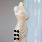 Light champagne-colored strapless, fitted, sexy long ball gown R9031