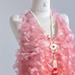 Pink gradient halter neck top and white tulle skirt set for a prom dress R8275