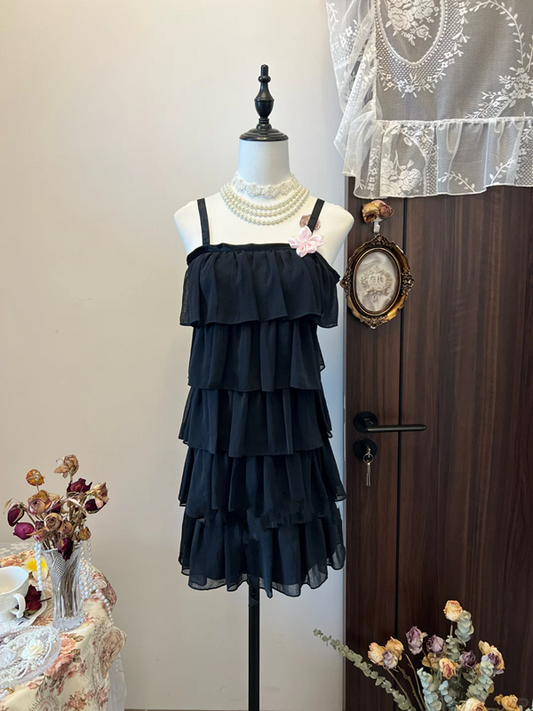 Black suspender cute cake skirt homecoming dress R4333