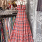 Pink plaid halter-neck high-waisted slimming long ball gown R7514