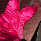 Pink halter neckline, fitted waist, sexy long ball gown R7033