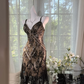 Champagne-colored halter-neck fitted black lace skirt sexy ball gown R7630