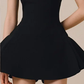 Black suspenders sexy waist slim A-line cute short skirt homecoming dress R4535