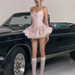 Pink cute tube top waist sexy puffy skirt homecoming dress R4778