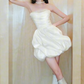 White tube top waist small flower bud design skirt cute short skirt homecoming dress R4212
