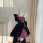 Black off-shoulder strap waist rose three-dimensional flower A-line puffy skirt homecoming dress R5024