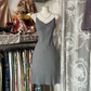 Grey halter-neck fitted waist sexy short dress, prom dress R6395