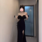 Little black dress, elegant high-end evening dress, high-end hip-wrapped tube top dress R0468