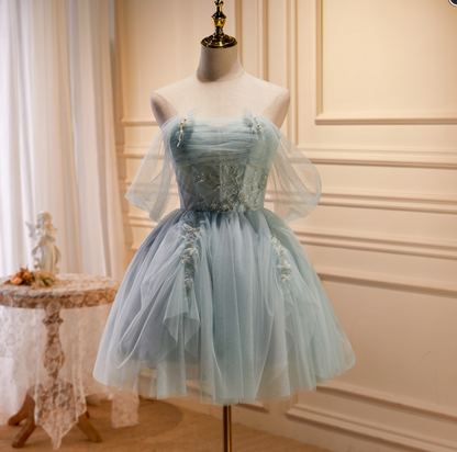 Charming Beaded Homecoming Dress ,Tulle Embroidered Corset Short Prom Dress RS1672