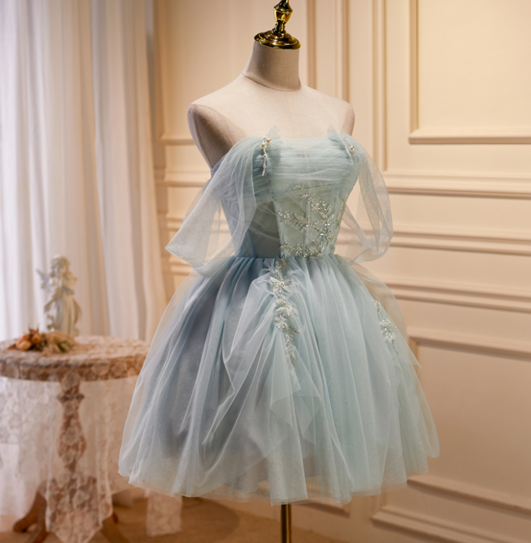 Charming Beaded Homecoming Dress ,Tulle Embroidered Corset Short Prom Dress RS1672