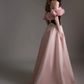 French Chic Blackpink A-Line Flower-Strapless Corset Maxi Prom Dress Evening Dress RS416