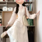 Tea break French style gentle temperament v-neck long-sleeved dress super beautiful waist skirt female R0467