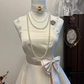 White crystal suspenders waist slimming big skirt short skirt homecoming dress R4165
