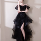 Elegant Black Sequin A-Line Spaghetti Straps Maxi Prom Dress Evening Dress RS417