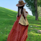 Beach holiday dress travel wear chiffon retro red dress floral loose suspender beach dress R1599