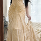 Champagne nude strapless fitted waist bodycon sexy long ball gown R7750