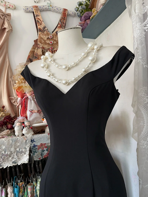 Black suspender waist slim hip fishtail sexy long skirt ball gown R6197