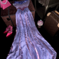 Purple sequined long ball gown R7034