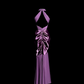 Purple halter neck elegant bodycon long ball gown R6676