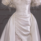 White one-shoulder flower waist slim sexy satin long dress bridal gown R5763
