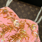 Pink halter-neck fitted sequined short ball gown R6874