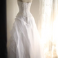 White halter-neck, fitted waist, beaded long ball gown/bridal dress R6834