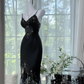 Black halter-neck fitted bodycon long ball gown R7631