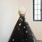 Black halter-neck, fitted waist, full skirt, long ball gown/bridal dress R8547
