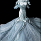 Gray-blue off-shoulder fitted waist bodycon mermaid long ball gown R8699