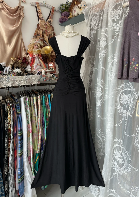 Black halter-neck, fitted, bodycon long dress, prom dress R6355