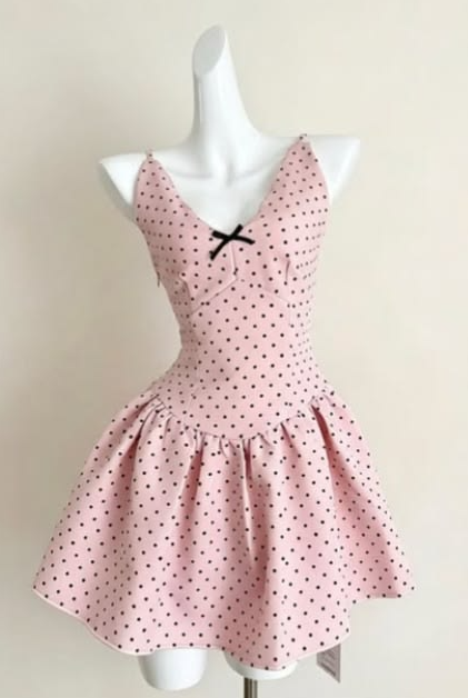 Minimalist Polka Dots Women's Homecoming Dress Pink Corset Short Prom Dress Party Dress RS2735