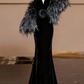 Black halter-neck fitted waist sexy long ball gown R6434