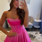 Rose Red Strapless Waisted Fishbone Sexy Short Skirt Homecoming Dress R5564