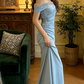 Light blue off-the-shoulder rhinestone-embellished fitted mermaid skirt elegant ball gown R8608