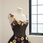 Black halter-neck, fitted waist, full skirt, long ball gown/bridal dress R8547