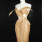 Orange sequined tube top with slim waist and hip-hugging sexy skirt, prom dress R5681