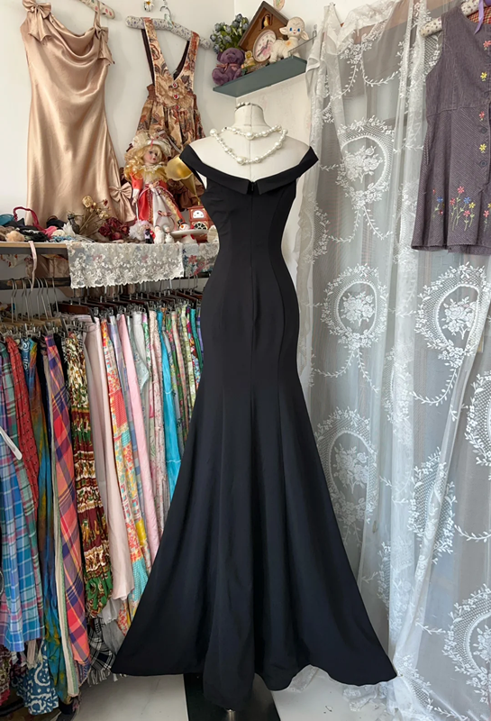 Black suspender waist slim hip fishtail sexy long skirt ball gown R6197